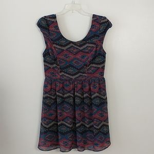 Band of Gypsies Jewel Tone Aztec Mosaic Dress